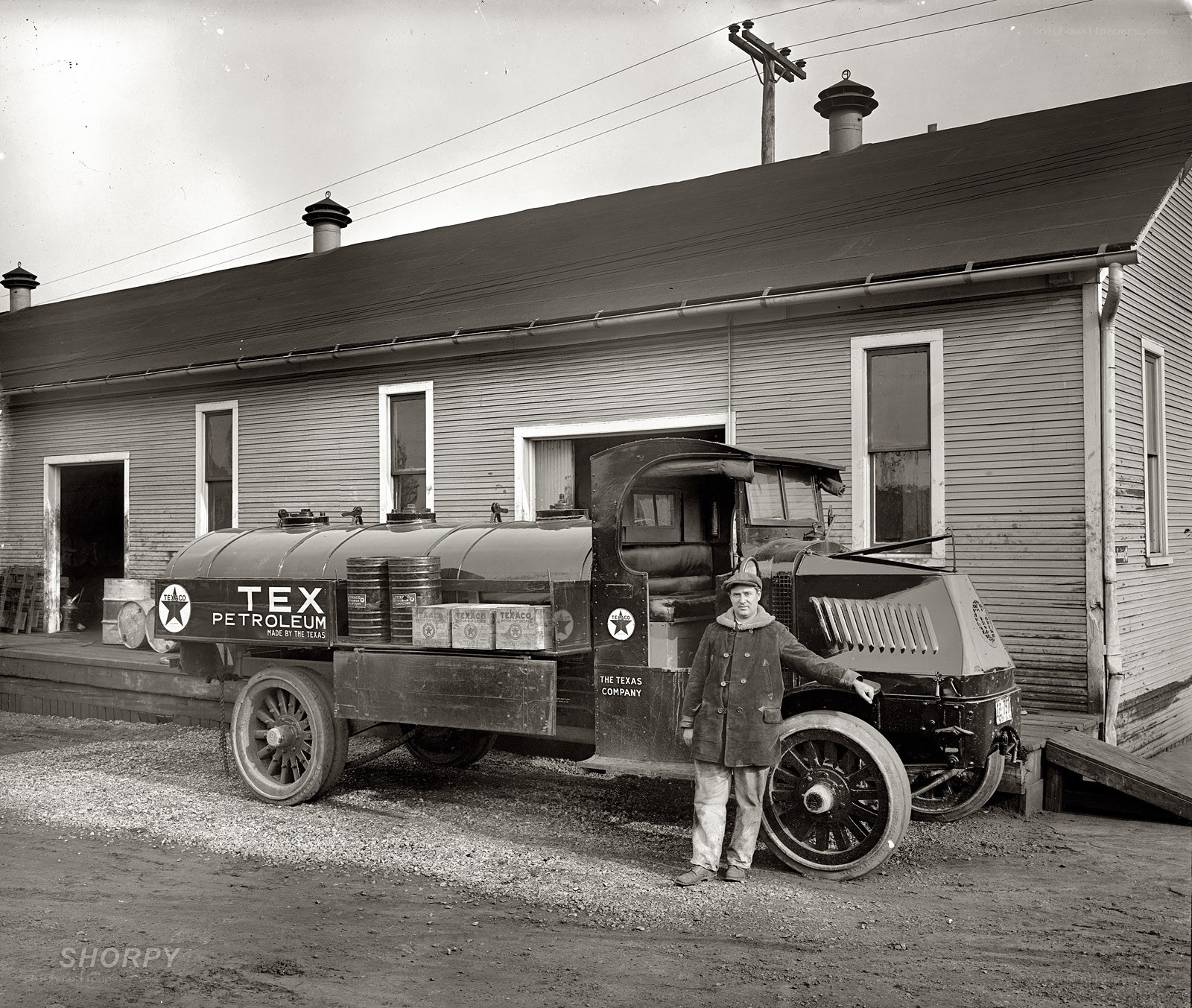 Man with Texaco truck