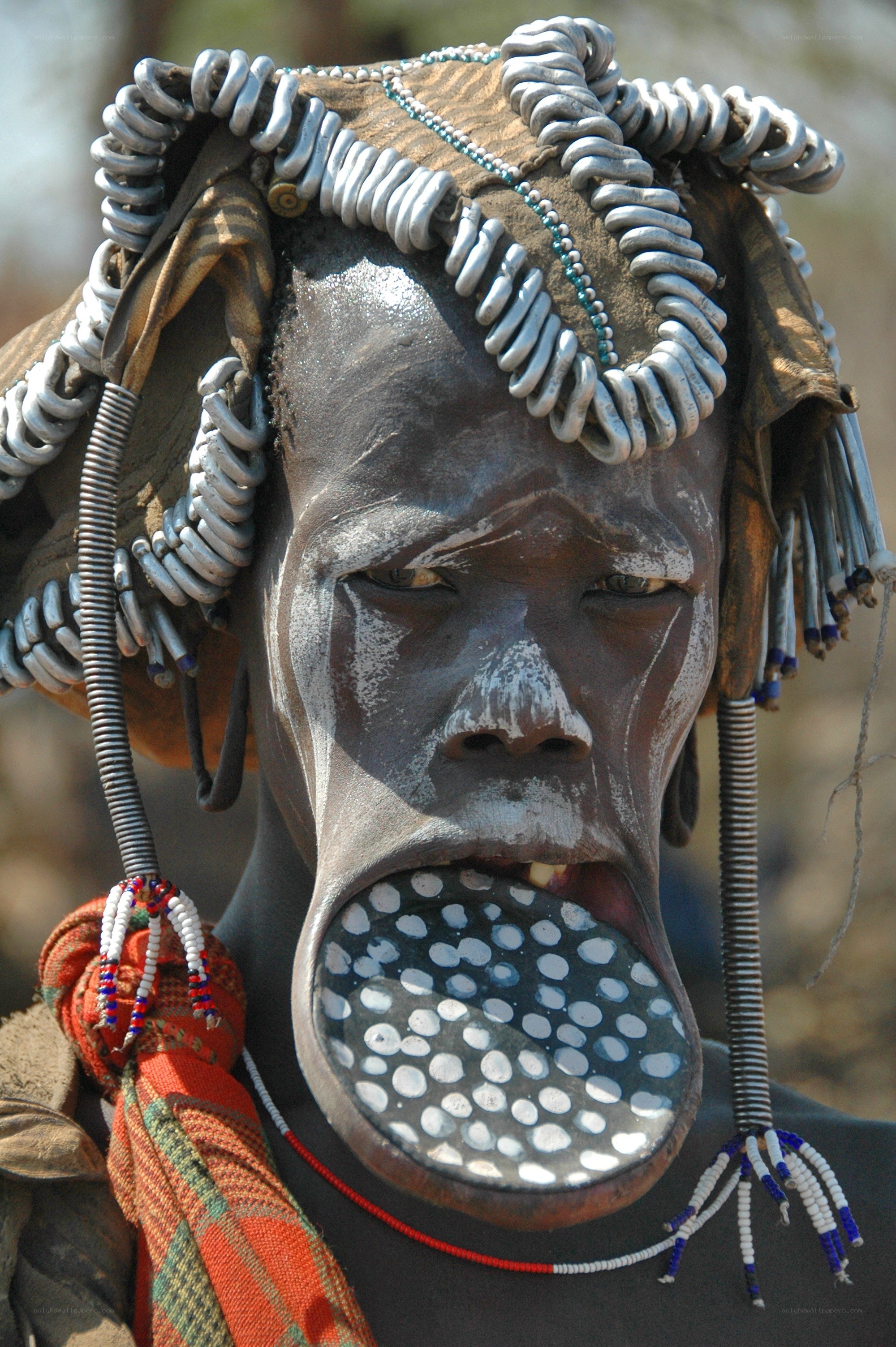 Man with traditional lip plate