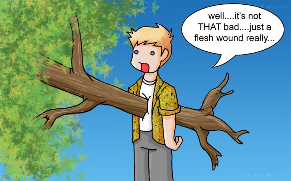 man with tree branch