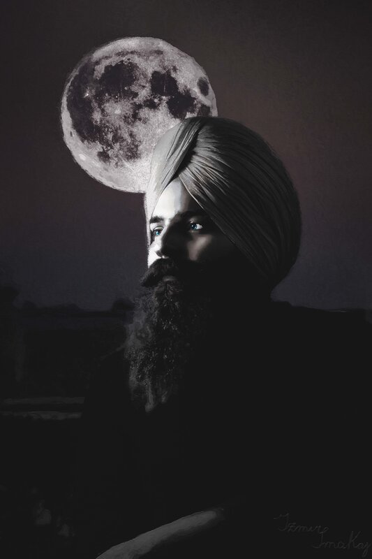 Man with Turban and Beard — Black