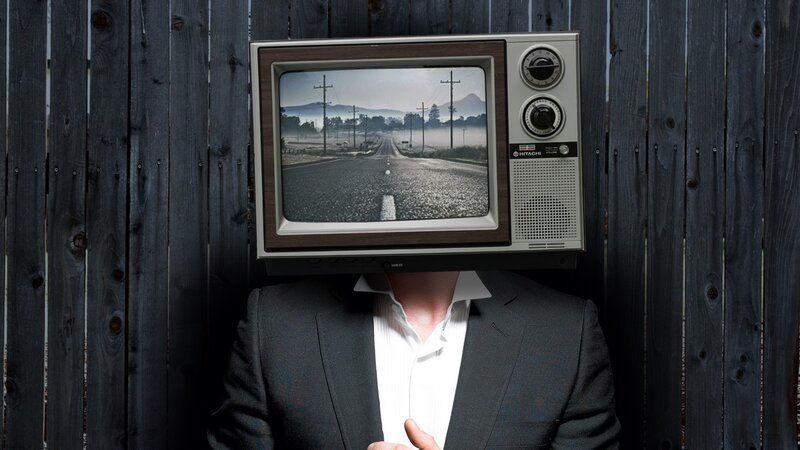 Man with TV Head — Black, Dramatic