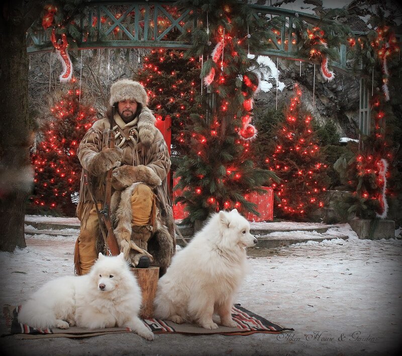Man with Two Dogs — White