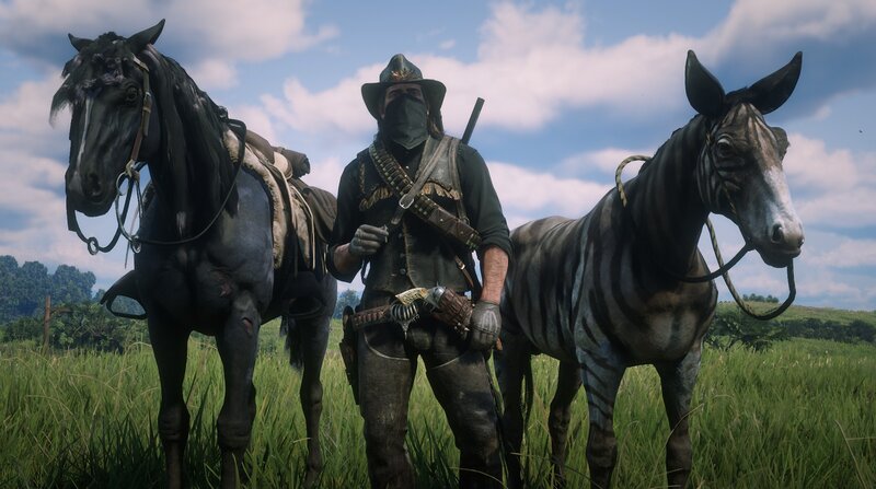Man with Two Horses — Green