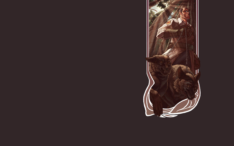 man with two wolves