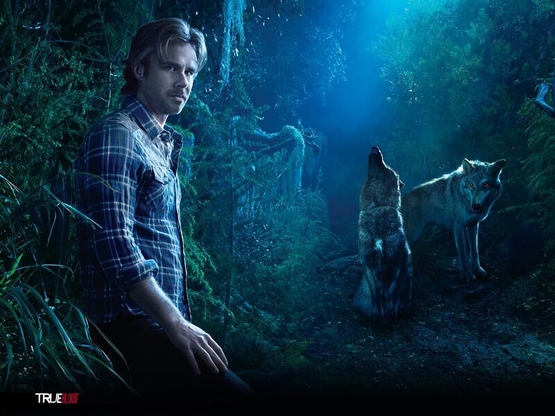 Man with Two Wolves — Blue, Dramatic