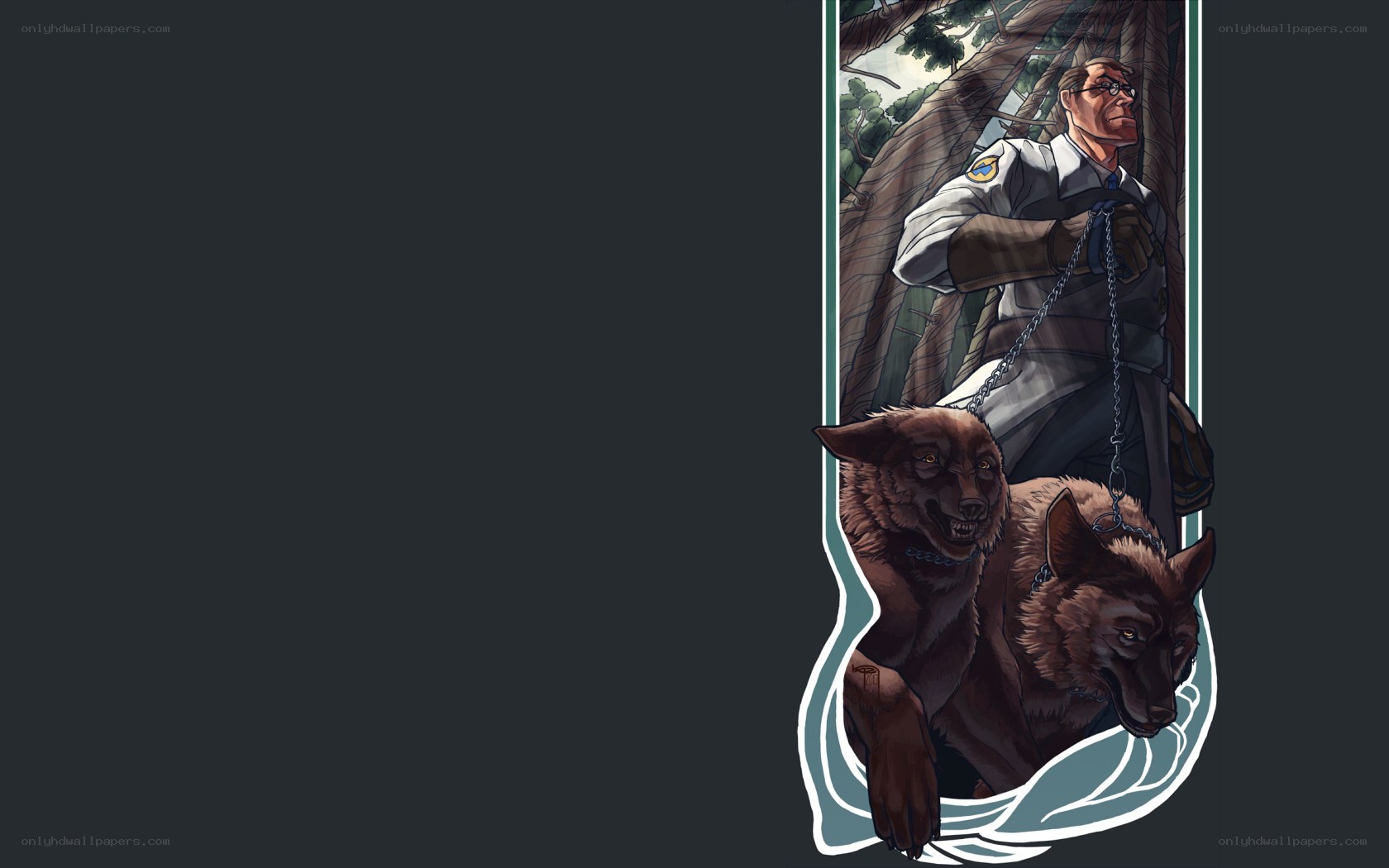 man with two wolves