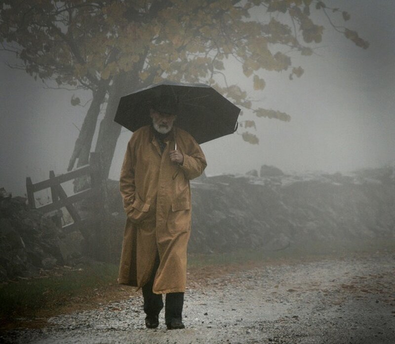 Man with Umbrella — Brown