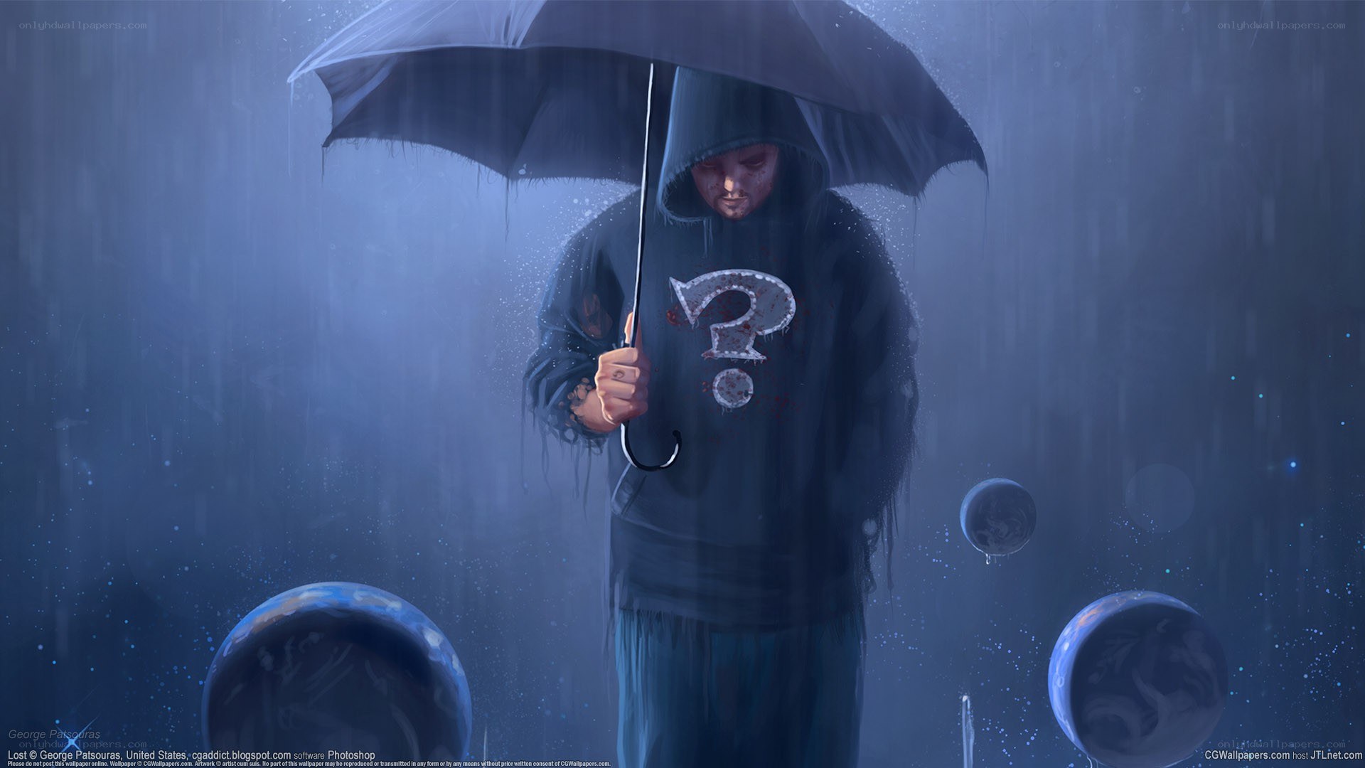 Man with umbrella in rain