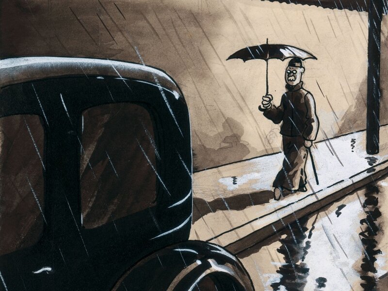 Man with umbrella in rain