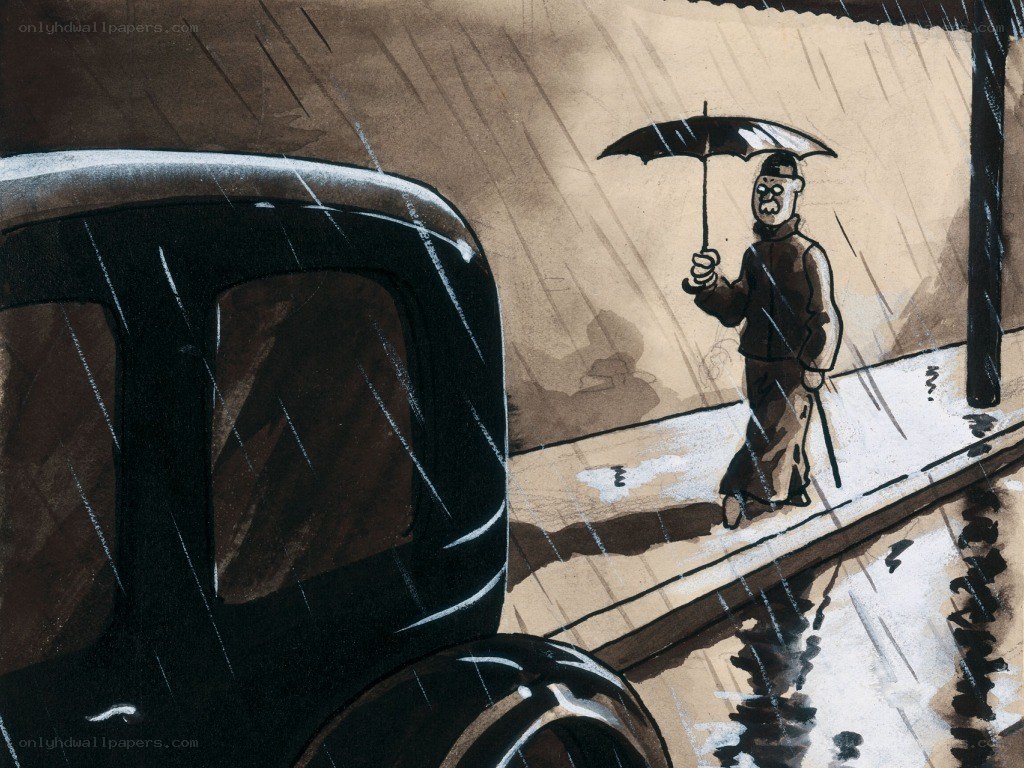 Man with umbrella in rain