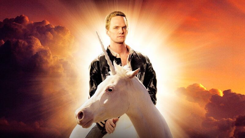 man with unicorn in sky