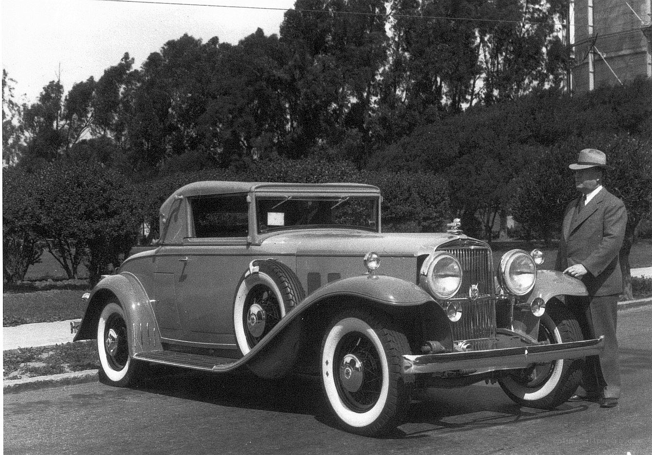 Man with vintage car