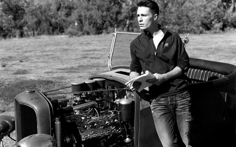 Man with Vintage Car — Black