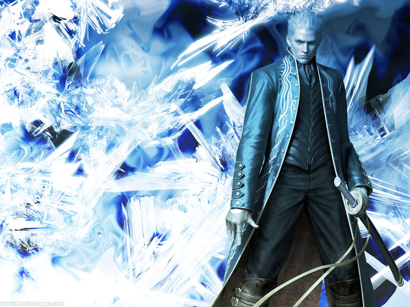 Man with White Hair and Sword — Blue, Dramatic