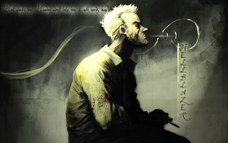 Man with White Hair — Black, Dramatic, Digital Art, Cigarette