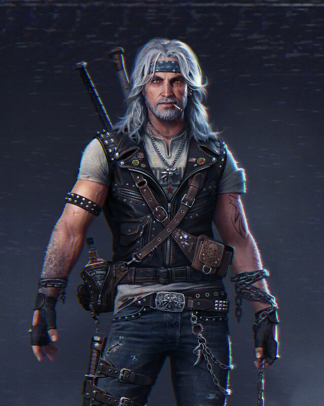 Man with White Hair — Black, Serious, 3d Render