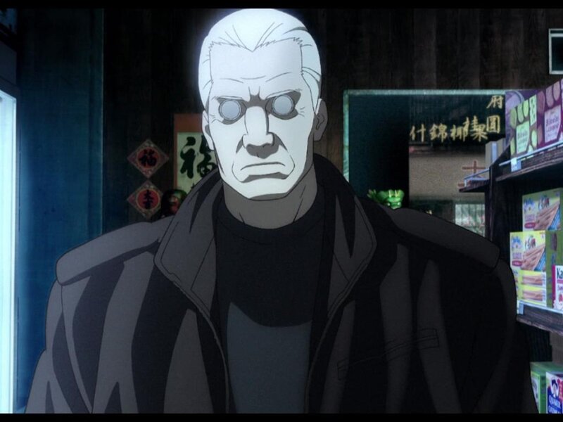 Man with White Hair — Black, Serious, Night