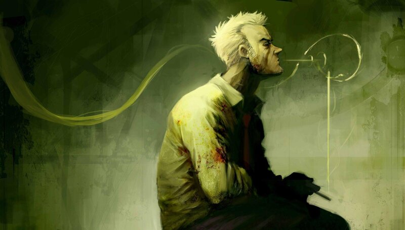 man with white hair blowing smoke