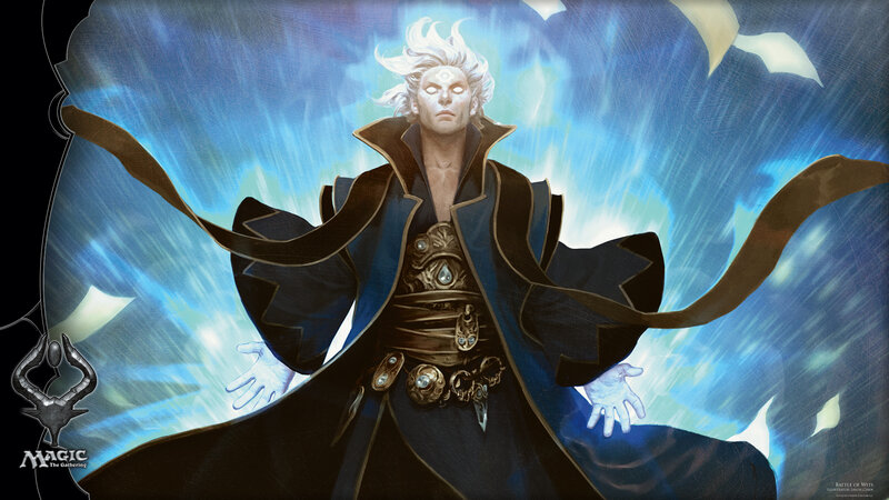Man with White Hair — Blue, Dramatic, Digital Art