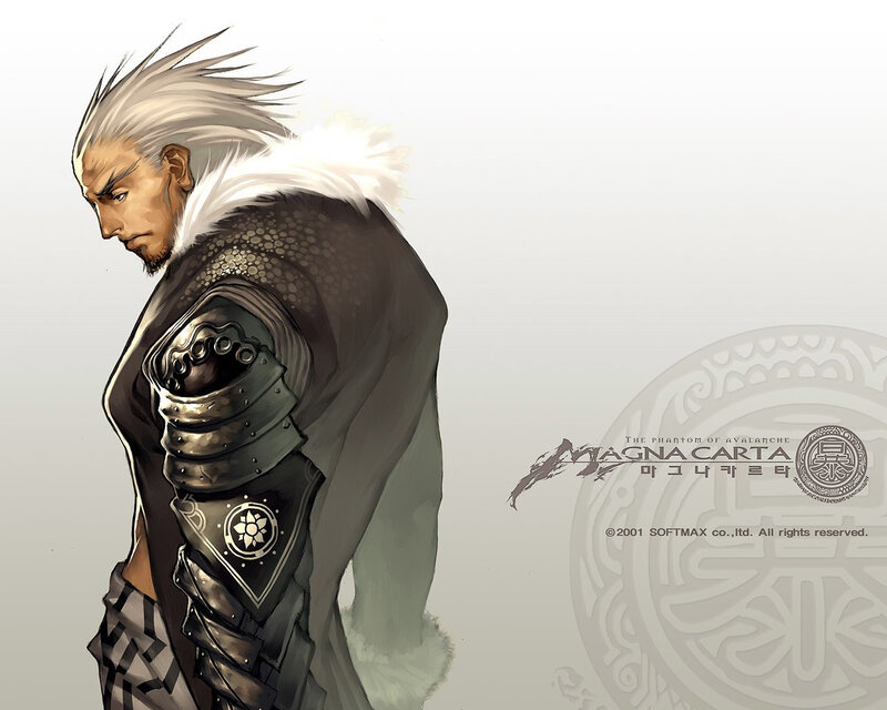 Man with White Hair — Gray, Dramatic, Digital Art, Armor