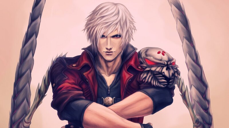 Man with White Hair — Red, Serious