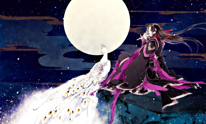 Man with White Peacock — Purple