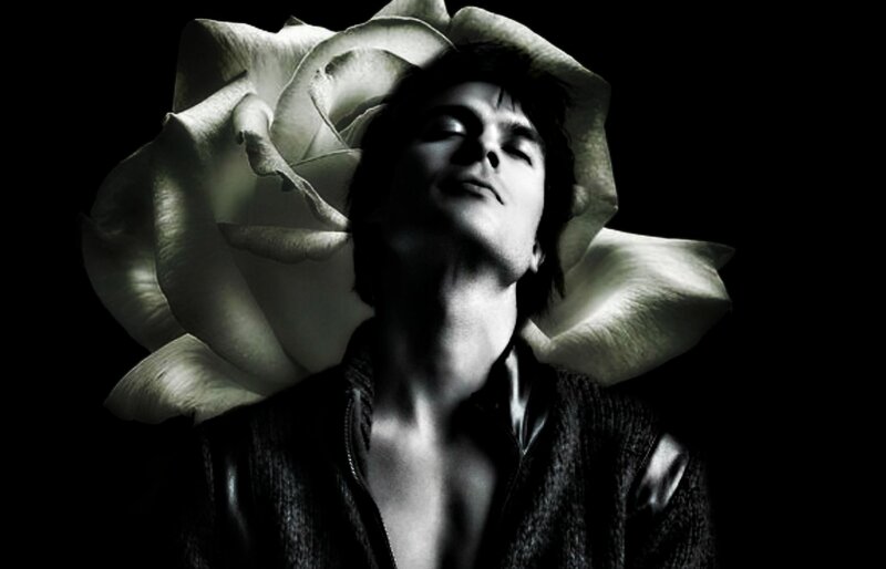 Man with White Rose — Black