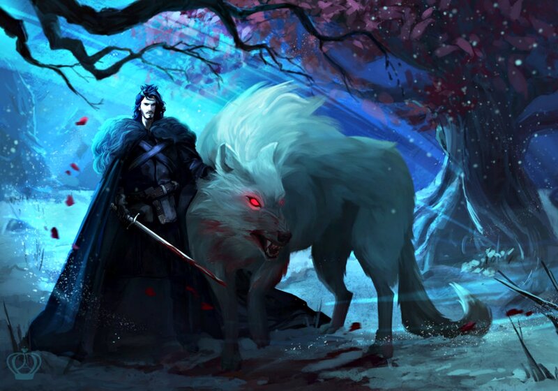 Man with White Wolf — Blue