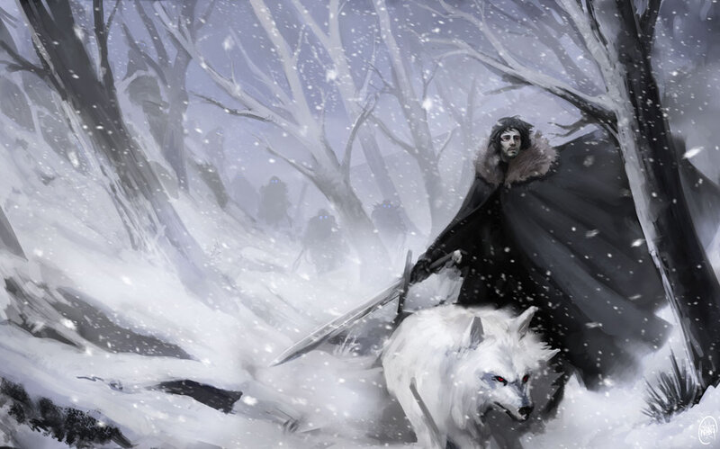 Man with White Wolf — Dramatic, Cold