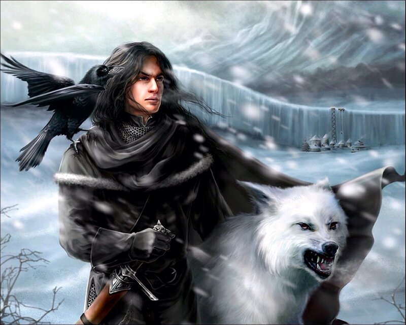 Man with White Wolf — Dramatic, Winter, Digital Art