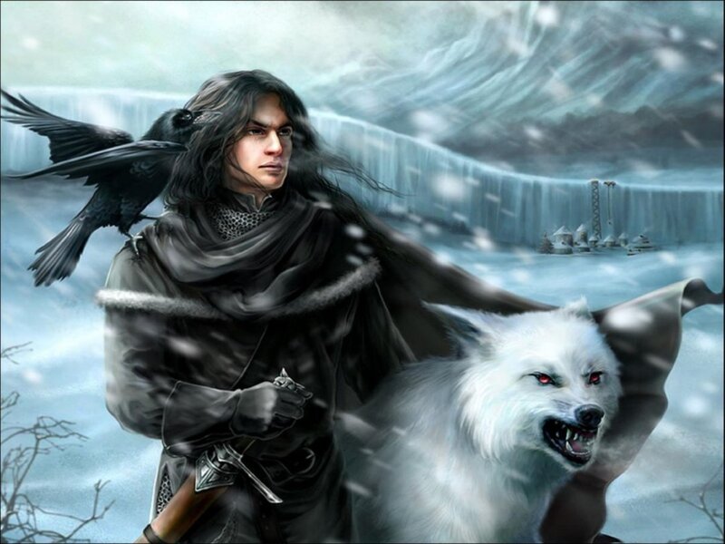 Man with White Wolf
