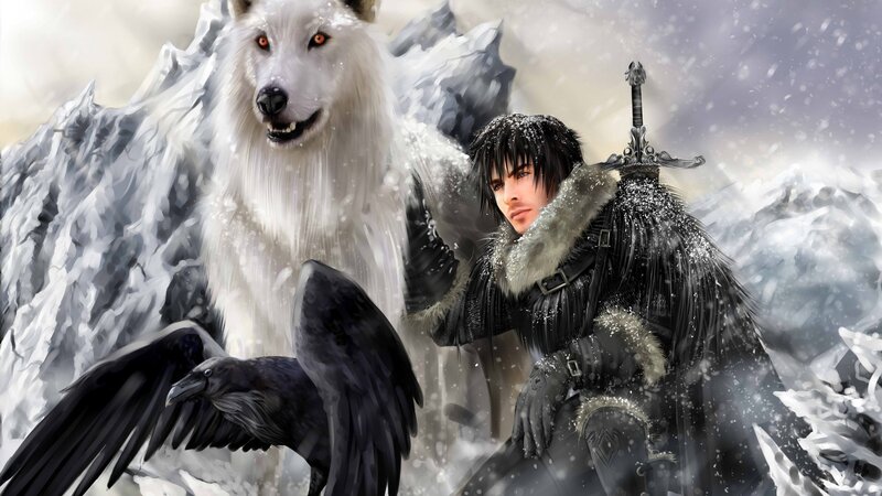 Man with White Wolf — Winter