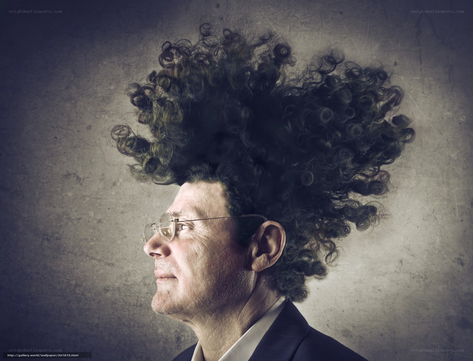 man with wild curly hair