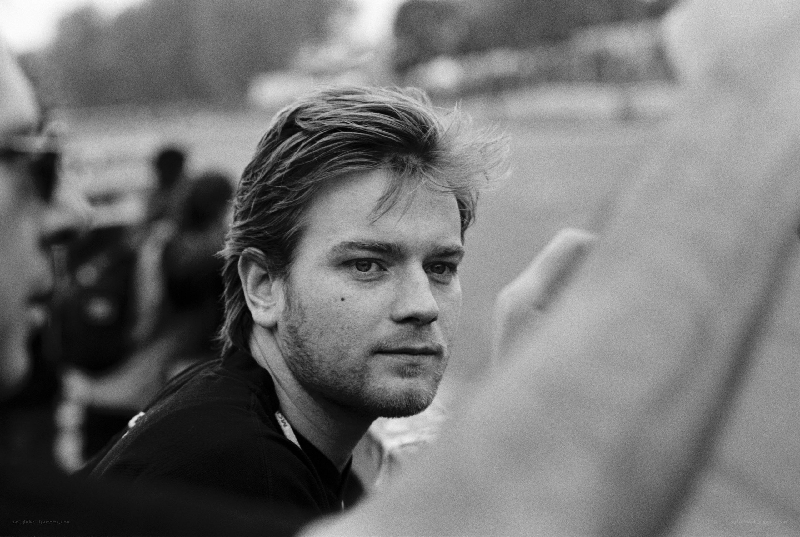 man with windblown hair