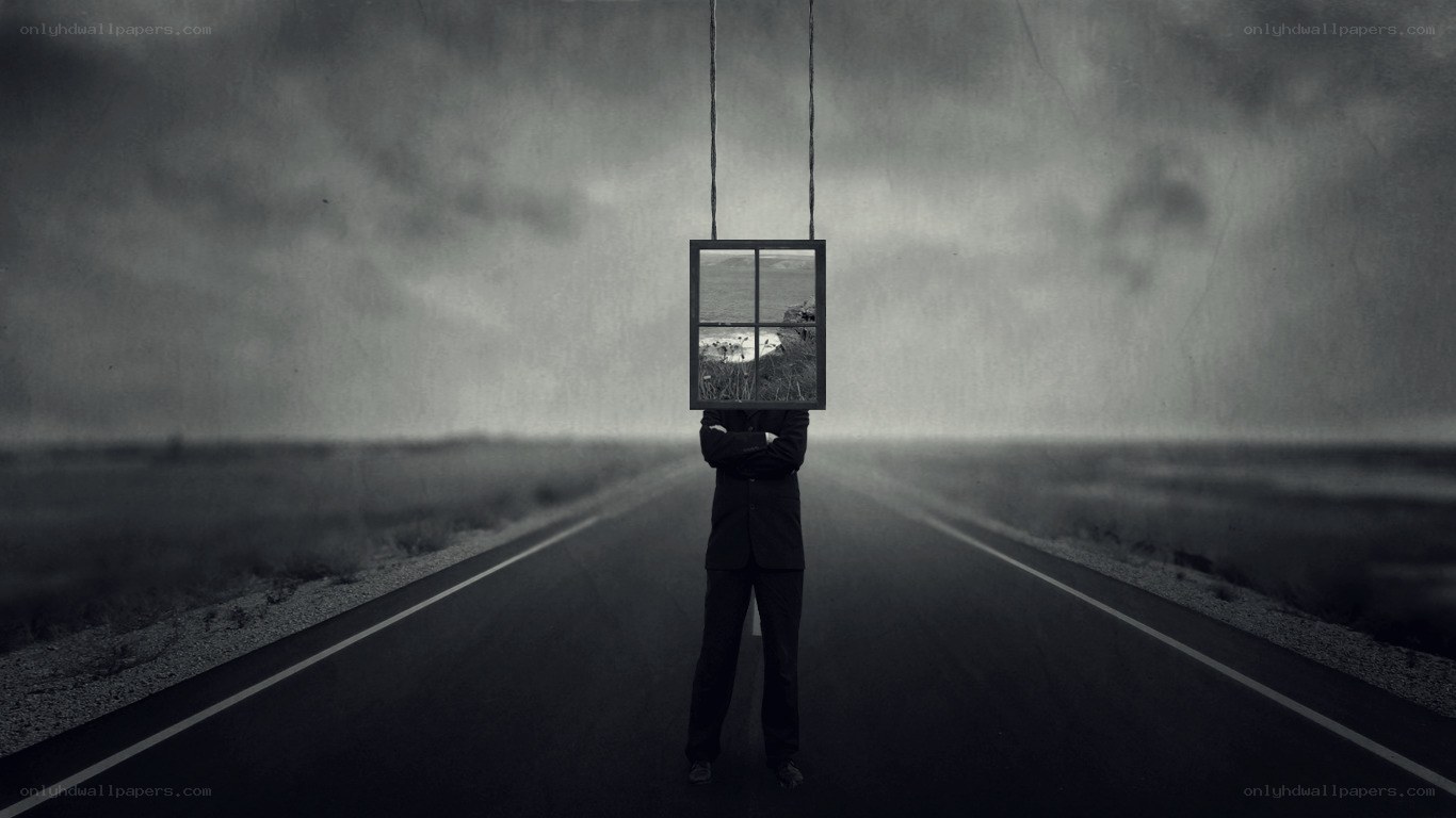 man with window head on road