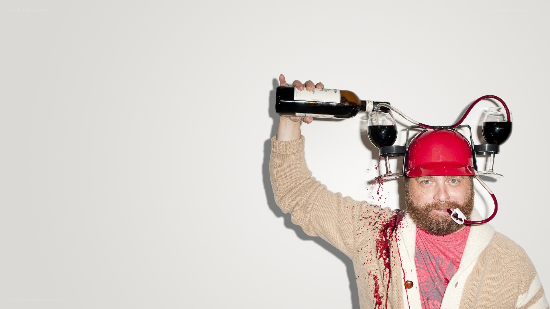 man with wine helmet