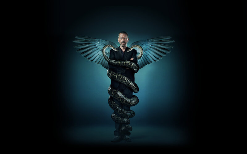 man with wings and snake