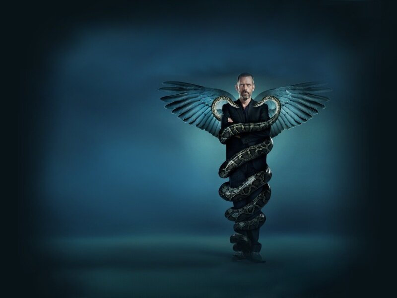 Man with wings and snake