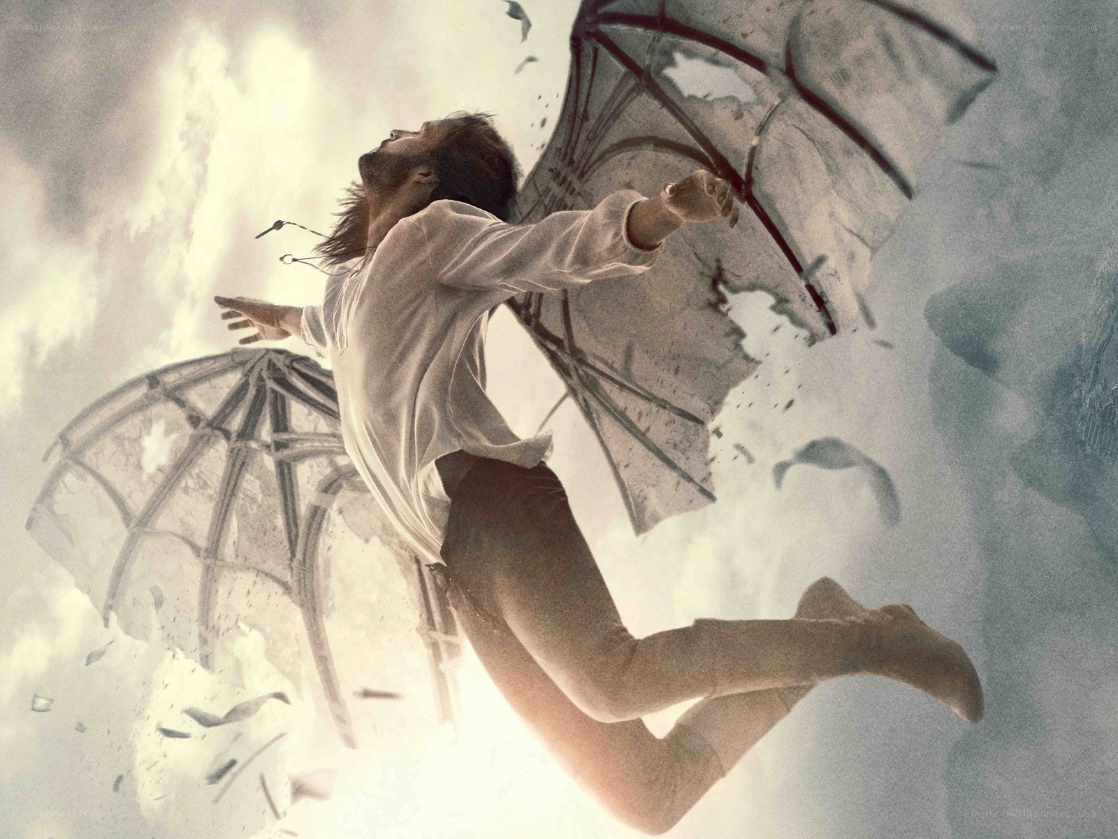 man with wings falling