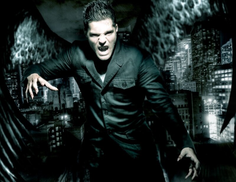 Man with Wings in City