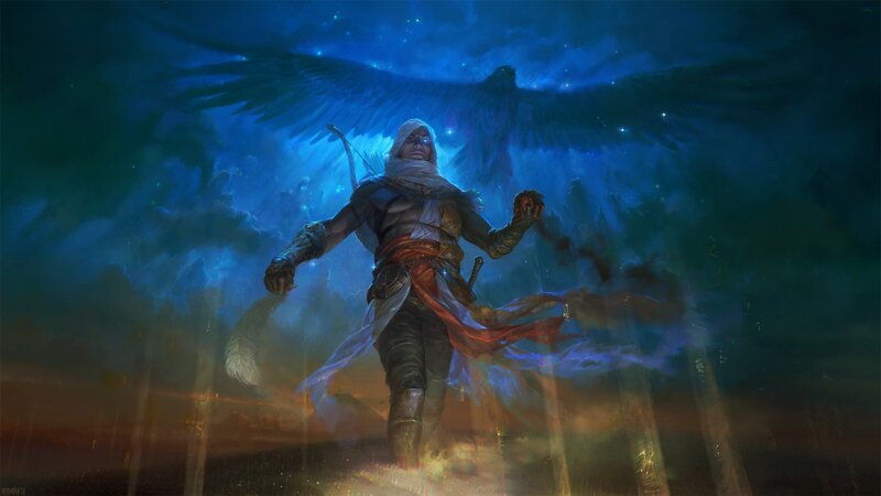 Man with Wings in Sky