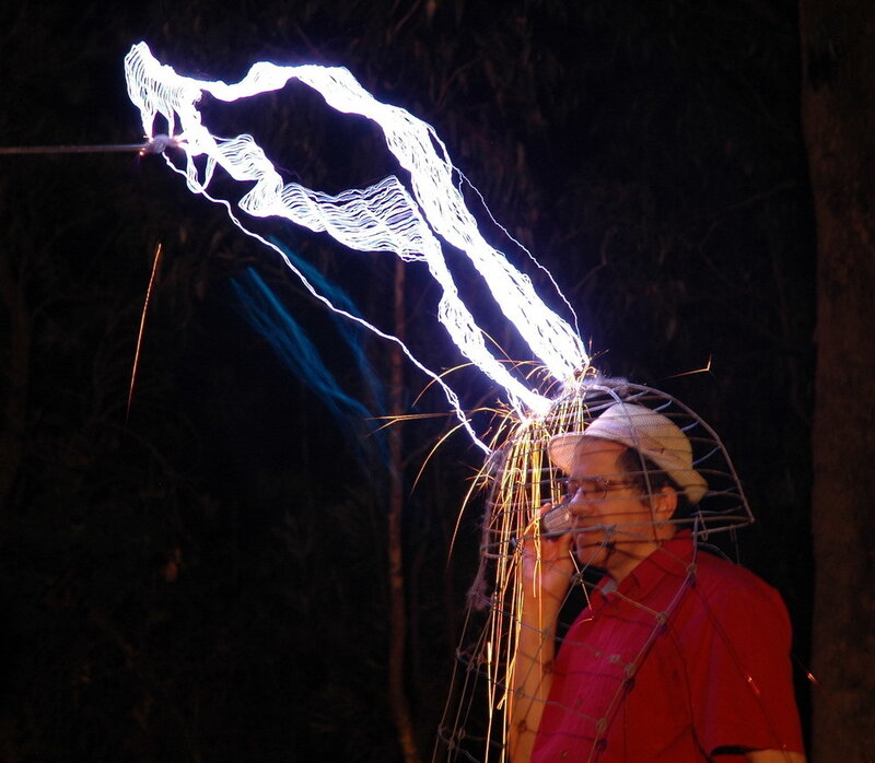 Man with Wire Helmet