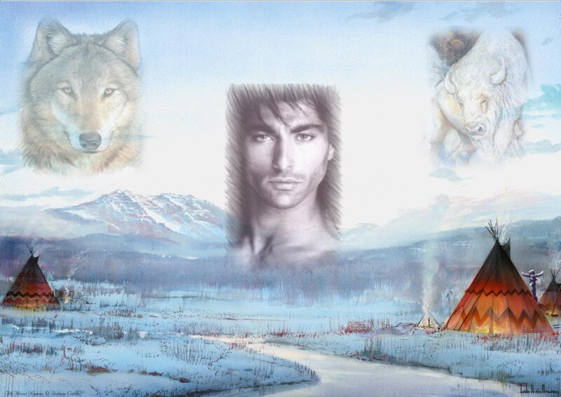 Man with Wolf and Bison