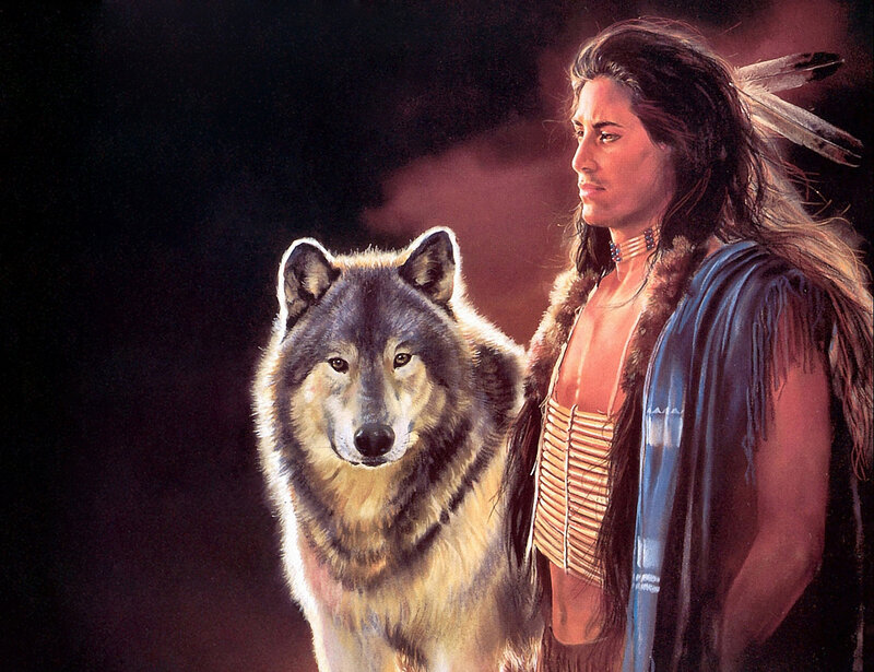 Man with Wolf — Brown