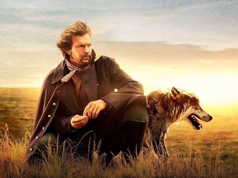 Man with Wolf in Field — Yellow