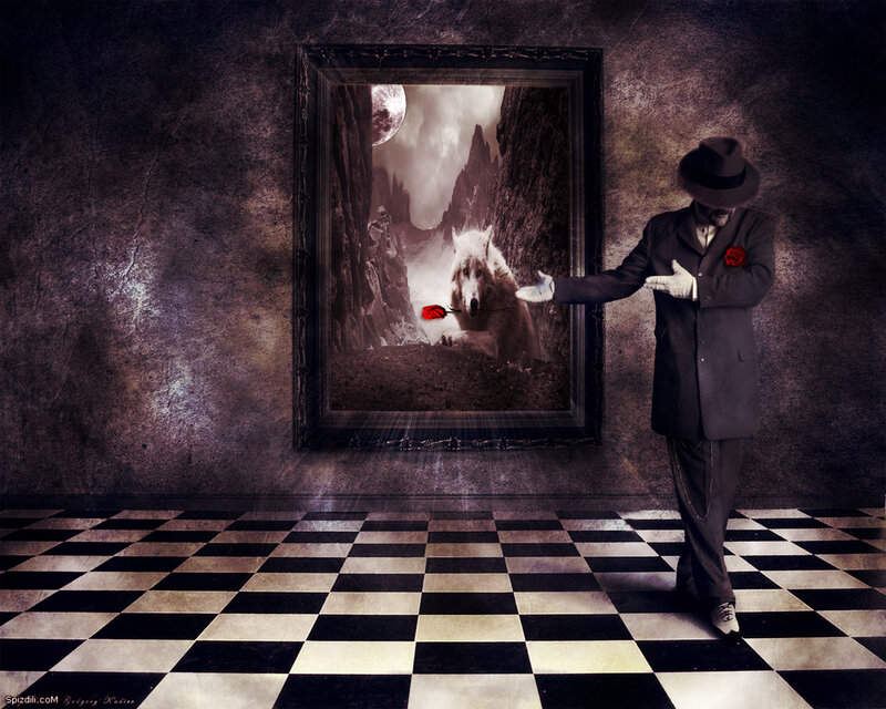 Man with Wolf Painting