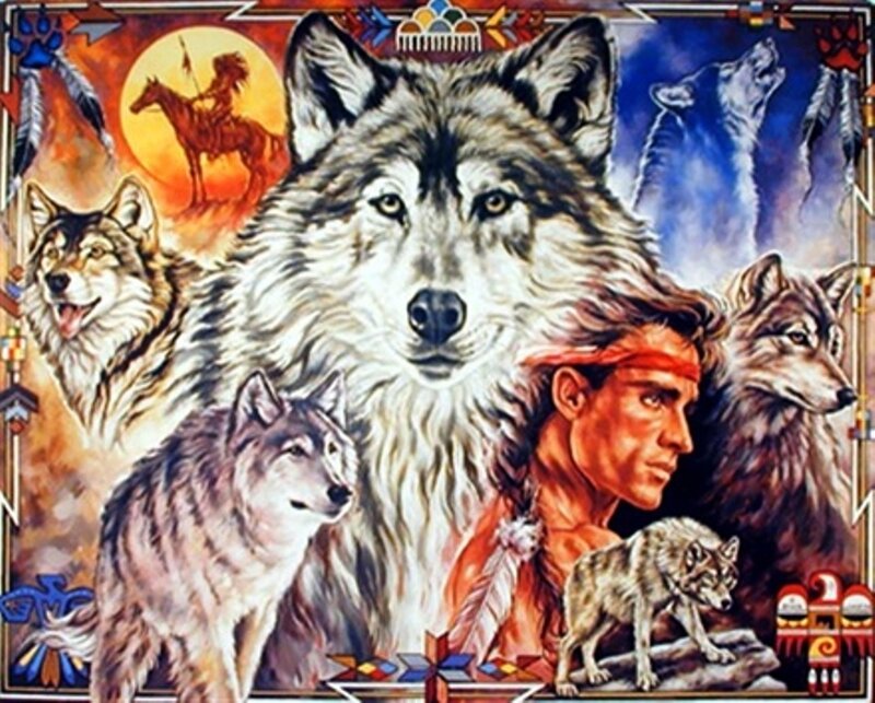 Man with Wolves