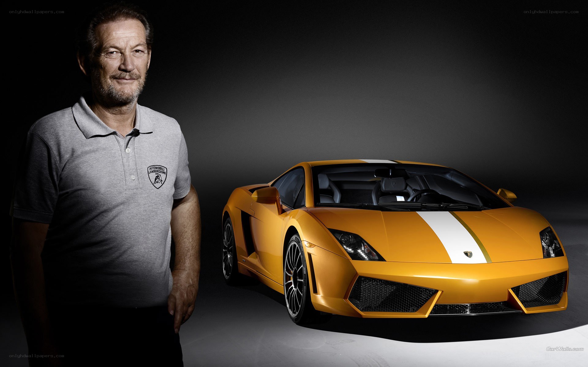 man with yellow lamborghini