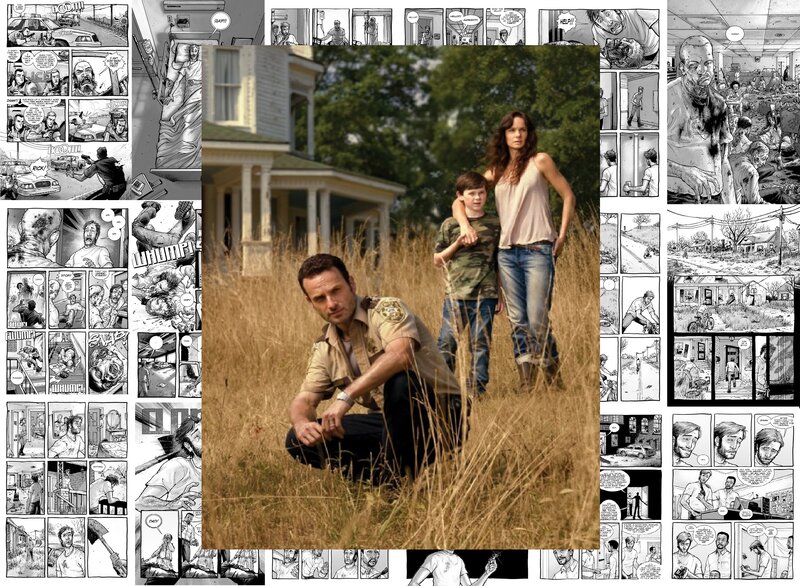 Man Woman Boy in Field