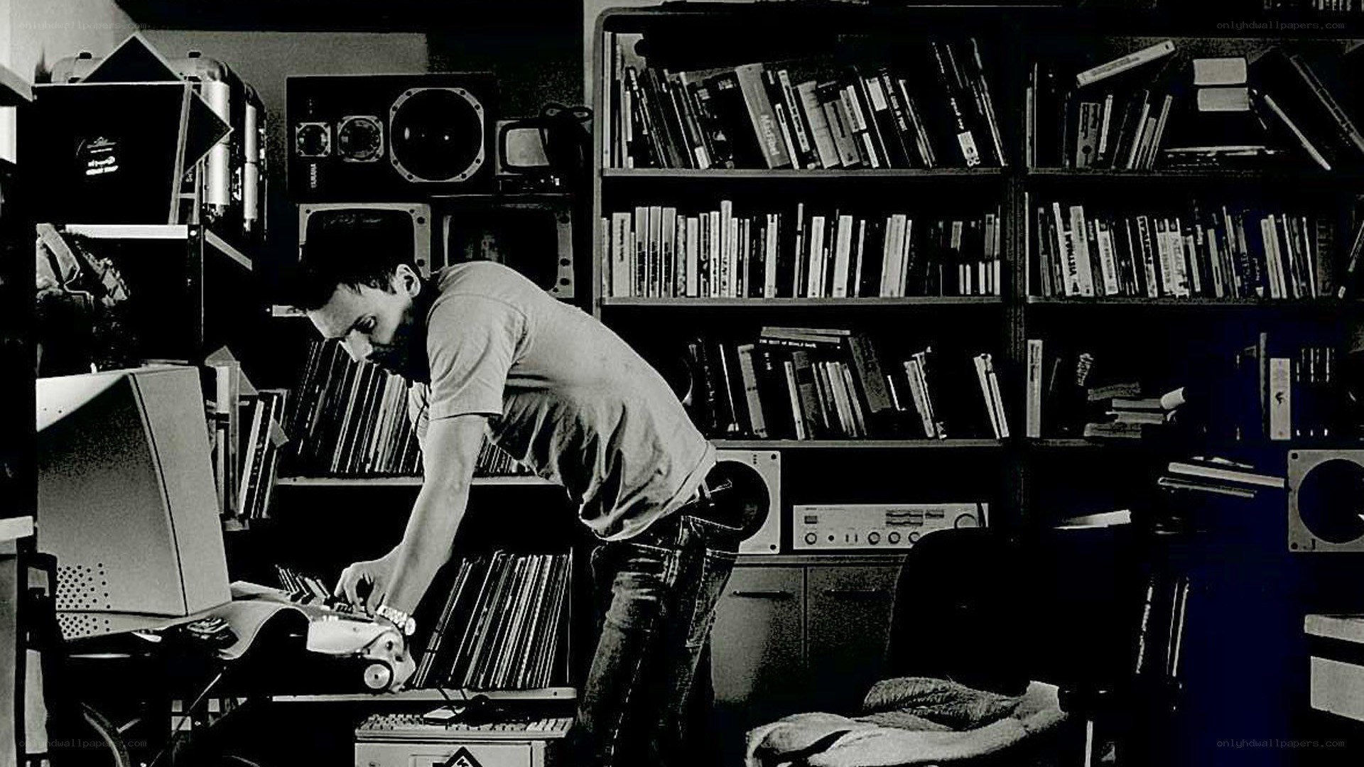 man working in a music studio